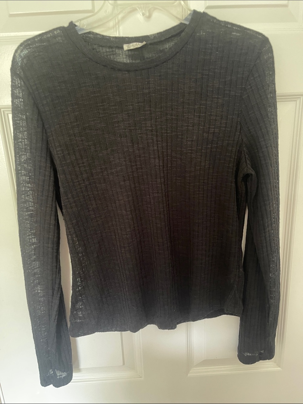 Free People stretch black striped long sleeve tee